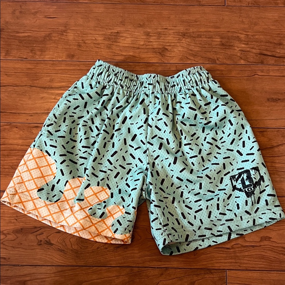 Kids Fun Patterned Shorts in Mint and Orange